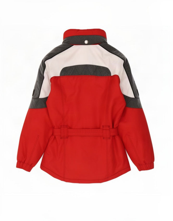 Beklager Dame Hætte Skijakke UK 14 Large Red Colourblock