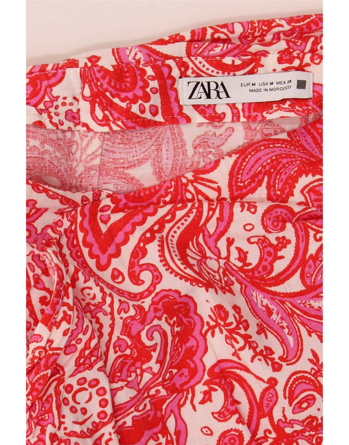 Zara Dame Mini Nederdel Medium W28 Rød Paisley