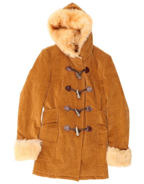 Dolce & Gabbana Dame Hooded Corduroy Duffle Coat IT 42 Medium Brown