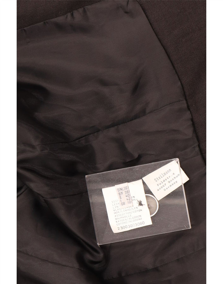 Vintage Dame 5 Button Blazer Jacket UK 10 Small Brown Floral Linen