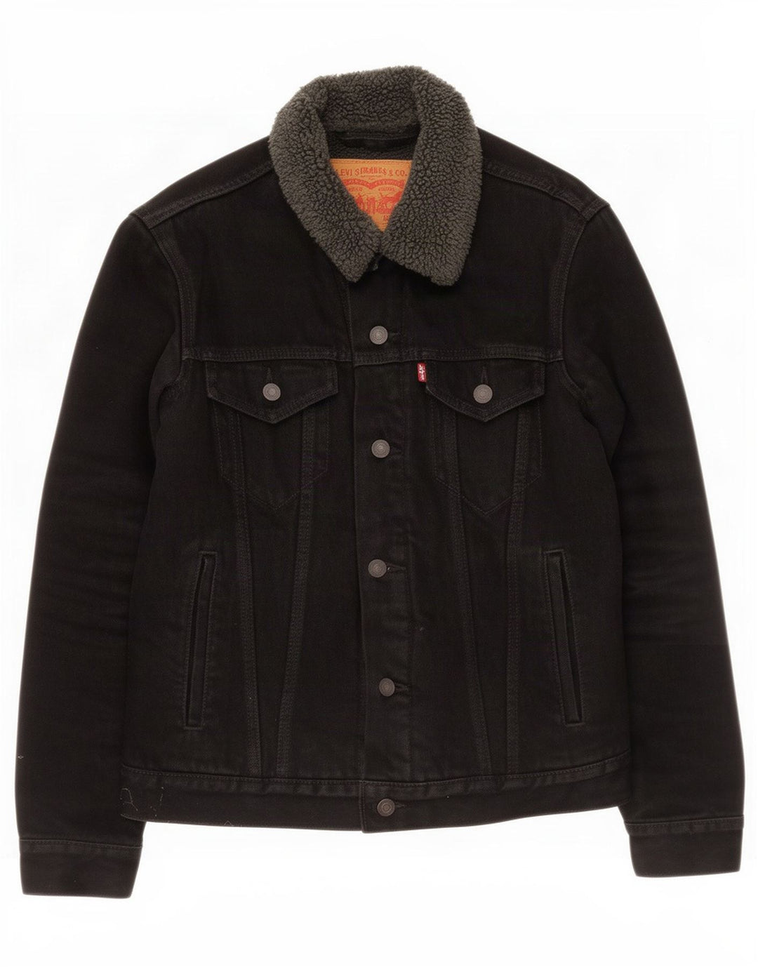 Levi's Herre Denim Sherpa Jacket UK 36 Small Black Bomuld