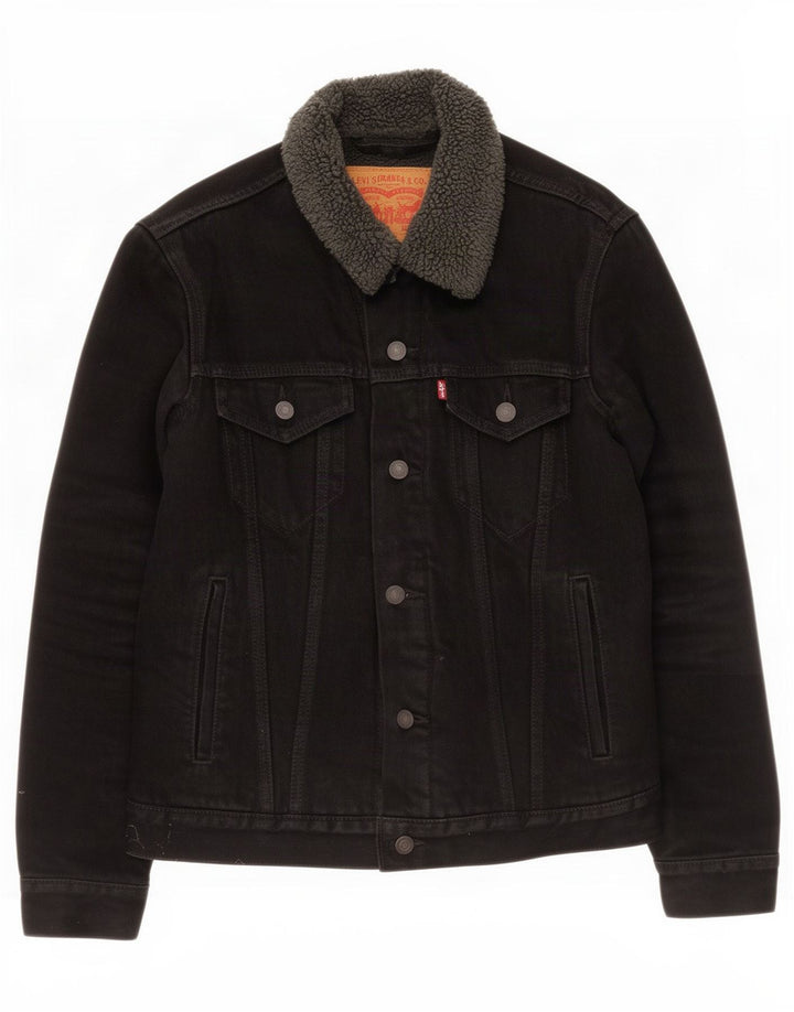 Levi's Herre Denim Sherpa Jacket UK 36 Small Black Bomuld