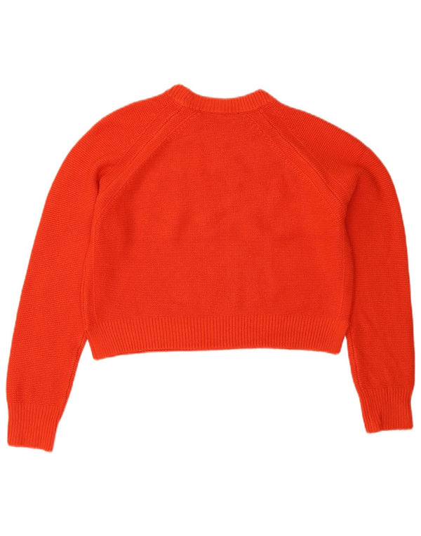 French Connection Dame Crop Crew Neck Jumper Sweater UK 6 XS Orange