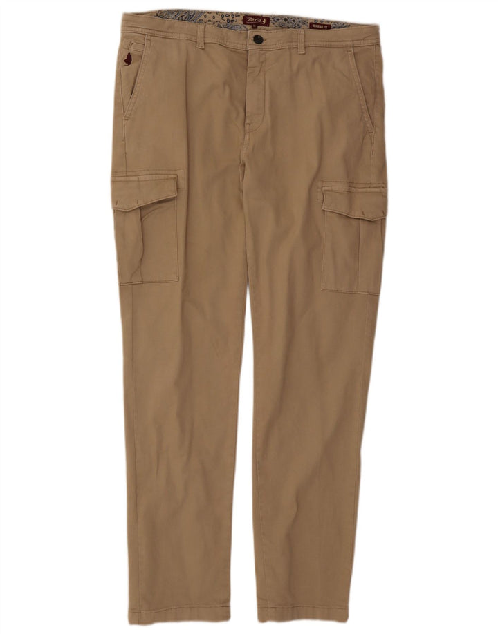 MARLBORO CLASSICS Mens Regular Fit Cargo Trousers IT 52 XL W38 L31 Beige
