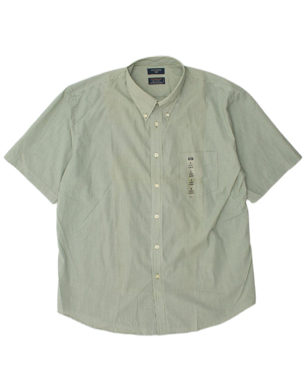 DOCKERS Herre Stain Defender skjorte str. 17 1/2 XL Grøn nålestribe