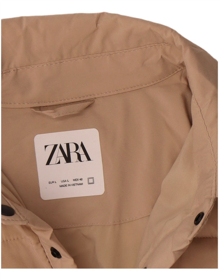 Zara Polstret Herrejakke UK 40 Stor Beige Polyester