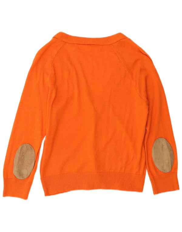 Zara Womens Crop Cardigan Sweater UK 14 Large Orange Bomuld