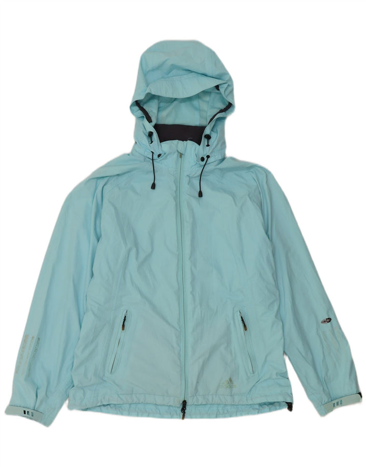 Adidas Dame Clima Proof Regnjakke med hætte UK 16 Stor Blå Polyester