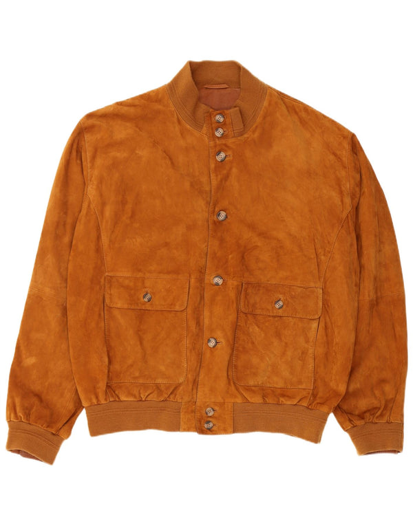 Pierre Cardin Herre Ruskind Bomber Jacket UK 48 4XL Brunt Læder