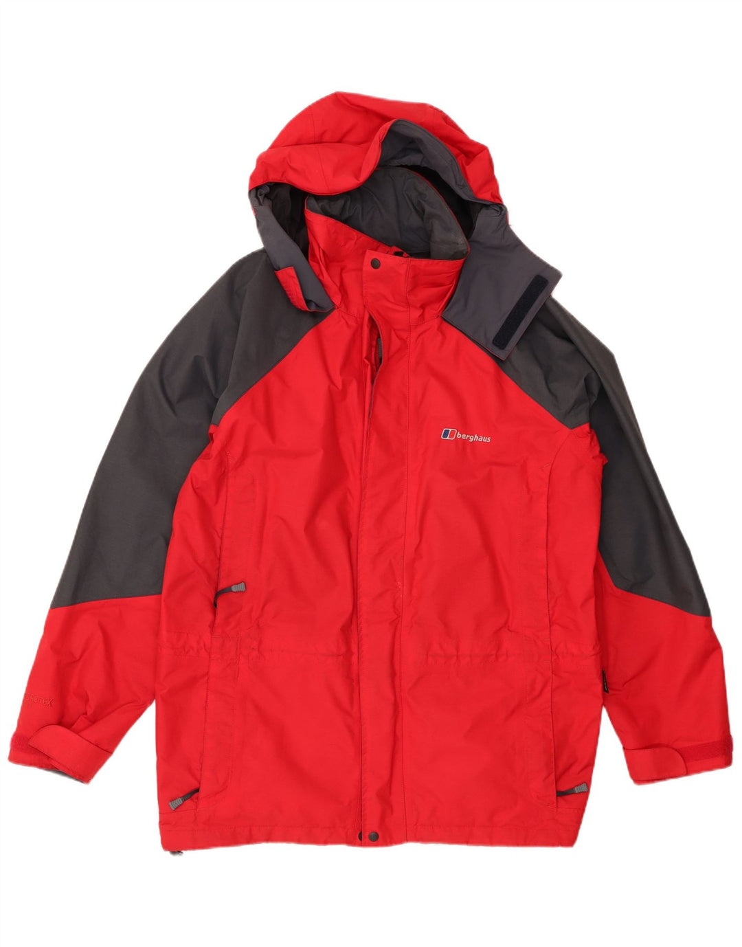 Berghaus Regnjakke med hætte til mænd UK 38 Medium Rød Colourblock Nylon