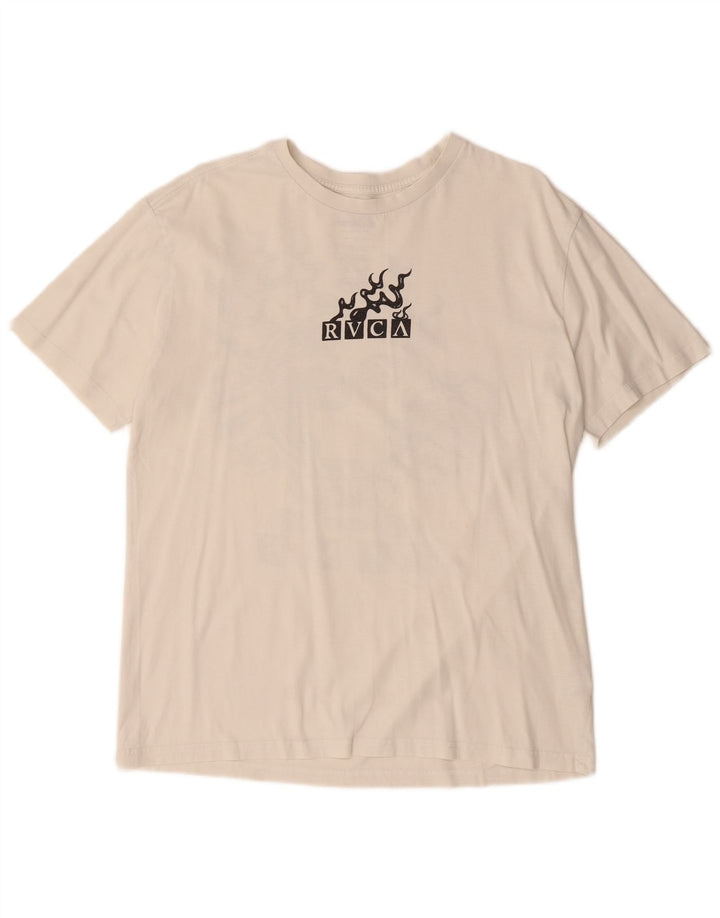 RVCA Herre Relaxed Fit Grafisk T-shirt Top Medium Off White Bomuld
