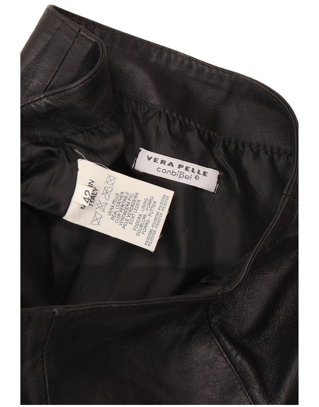 CONBIPEL Dame Læder Nederdel IT 42 Medium W28 Sort Læder