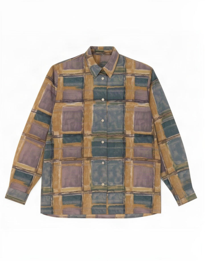 Vintage Dameskjorte UK 14 Medium Flerfarvet Patchwork