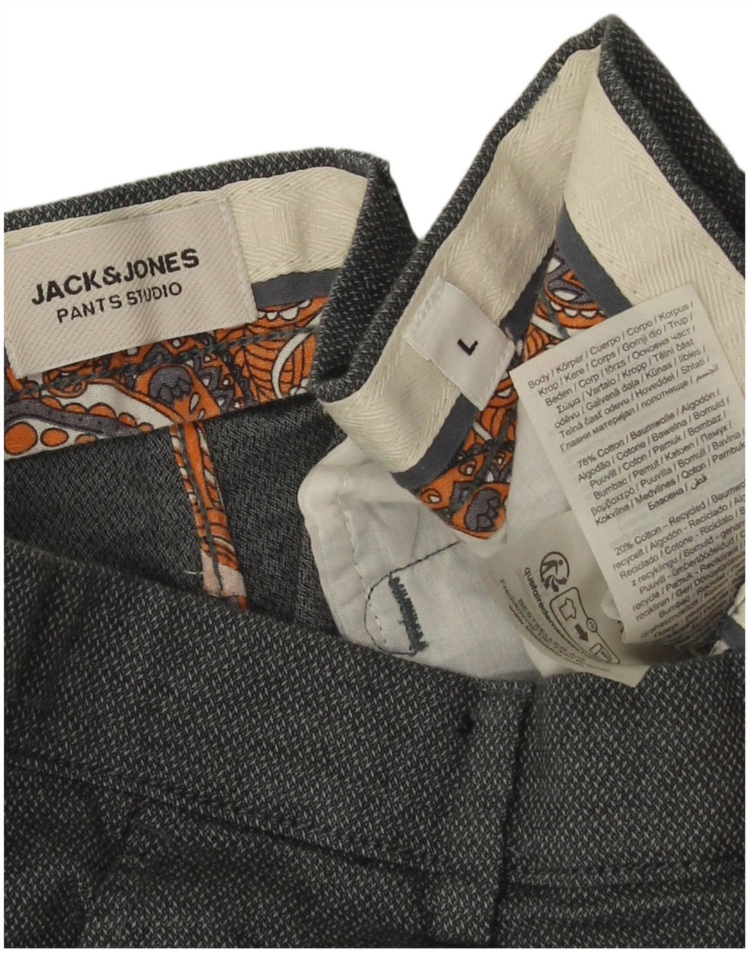 Jack & Jones Chino Shorts til mænd store W34 Grå plettet bomuld