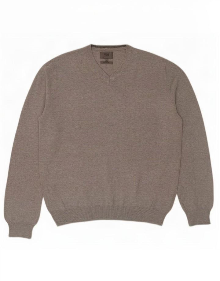 Marks & Spencer Herre V-hals sweater Stor grå bomuld