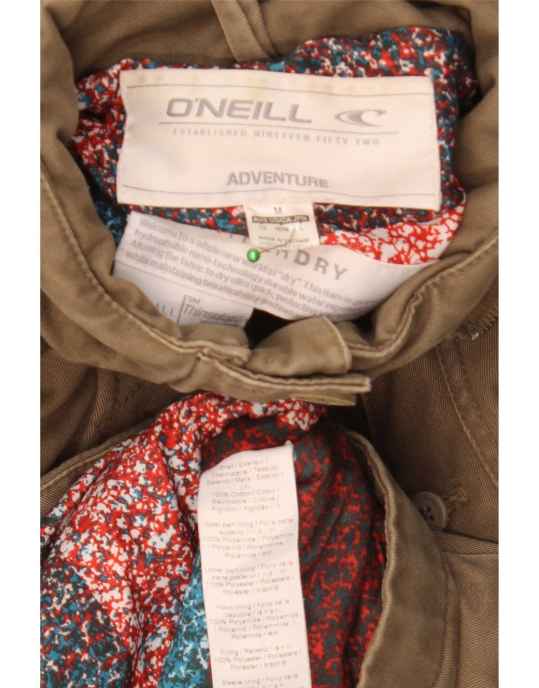 O'Neill Dame Hooded Parka Jacket UK 14 Medium Beige Bomuld