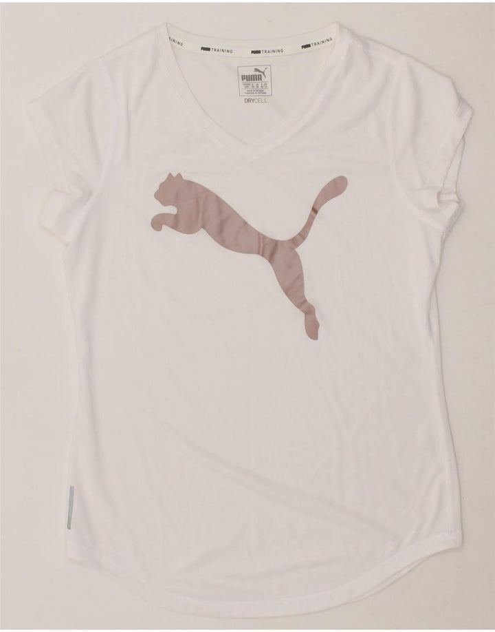 PUMA Womens Graphic T-Shirt Top UK 12 Medium White Vintage Puma and Second-Hand Puma from Messina Hembry 