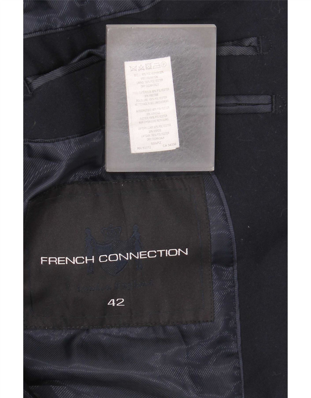 French Connection Herre 2 Button Blazer Jacket UK 42 XL Navy Blue Polyester