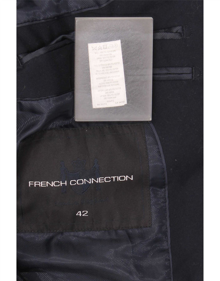 French Connection Herre 2 Button Blazer Jacket UK 42 XL Navy Blue Polyester