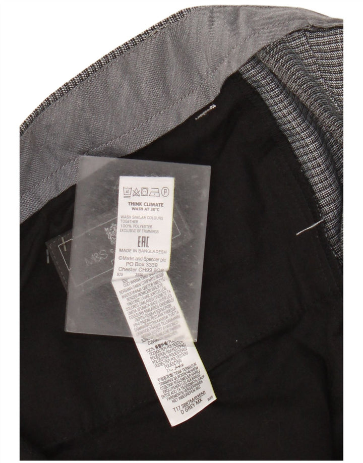 Marks & Spencer Herre Regular Fit Suit Bukser W36 L29 Grå ternet polyester