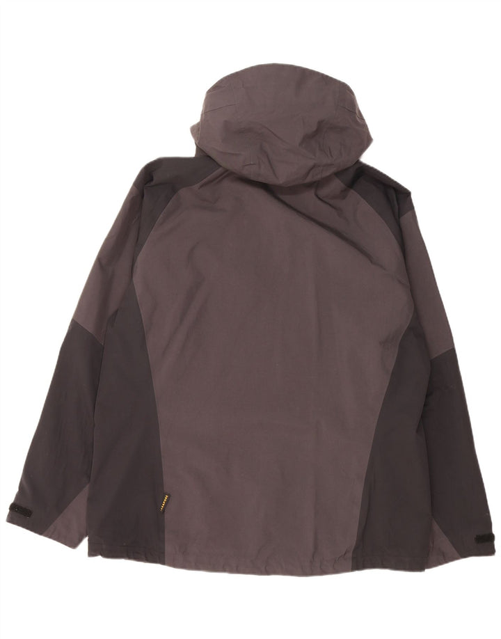 Jack Wolfskin Regnjakke med hætte til mænd UK 40/42 Stor grå farveblok