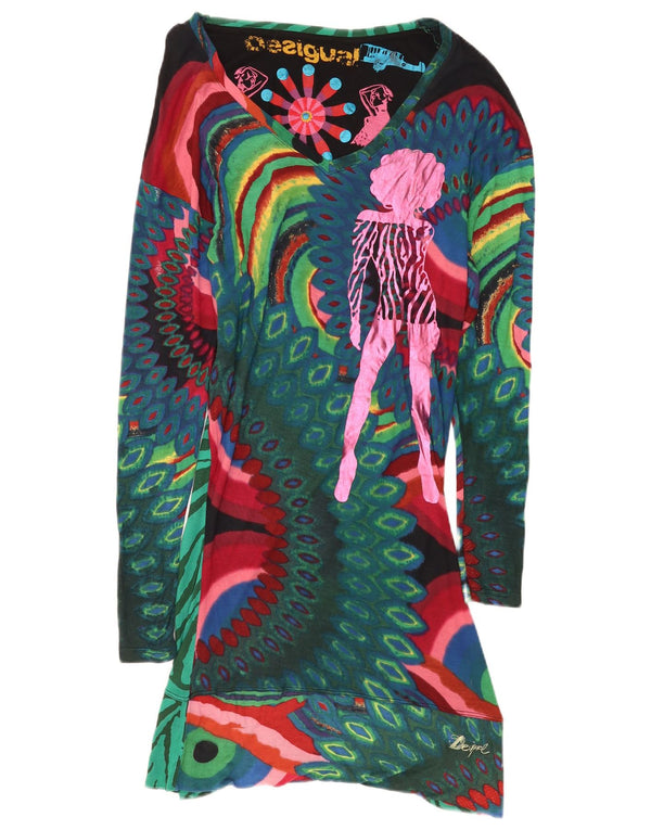 Desigual Kvinders Grafisk Skede Kjole UK 18 XL Flerfarvet Geometrisk
