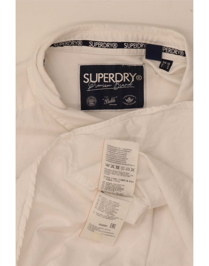 Superdry Dameskjorte UK 16 Stor hvid bomuld