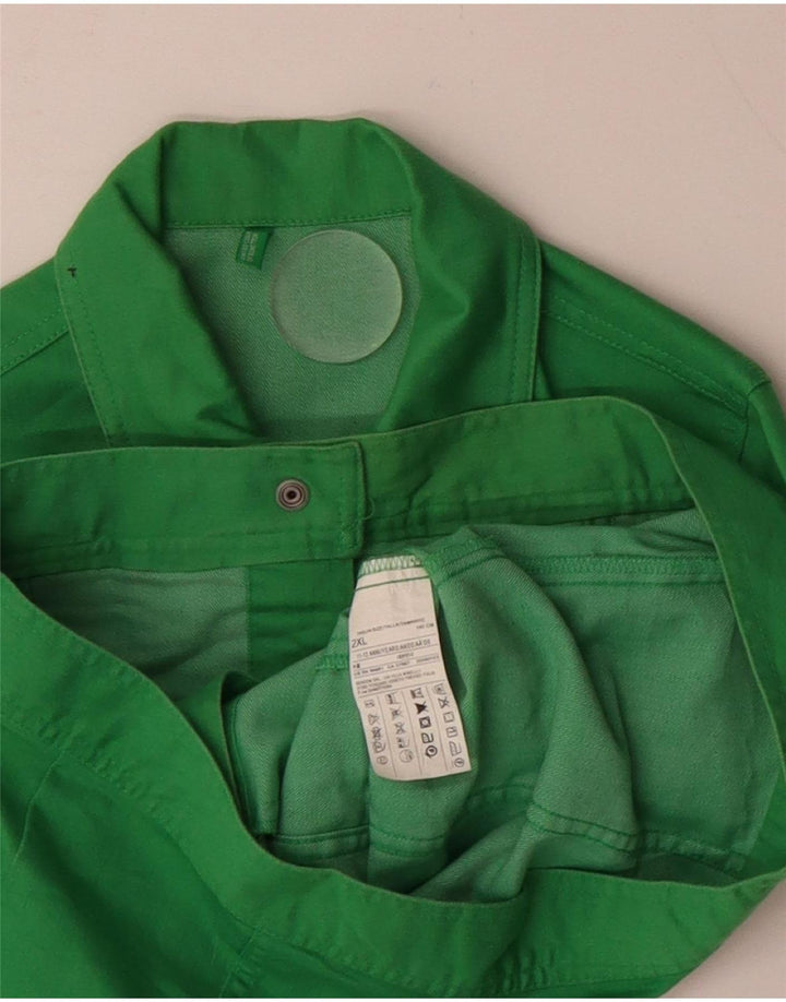 BENETTON Boys Denim Jacket 11-12 Years 2XL Green Cotton