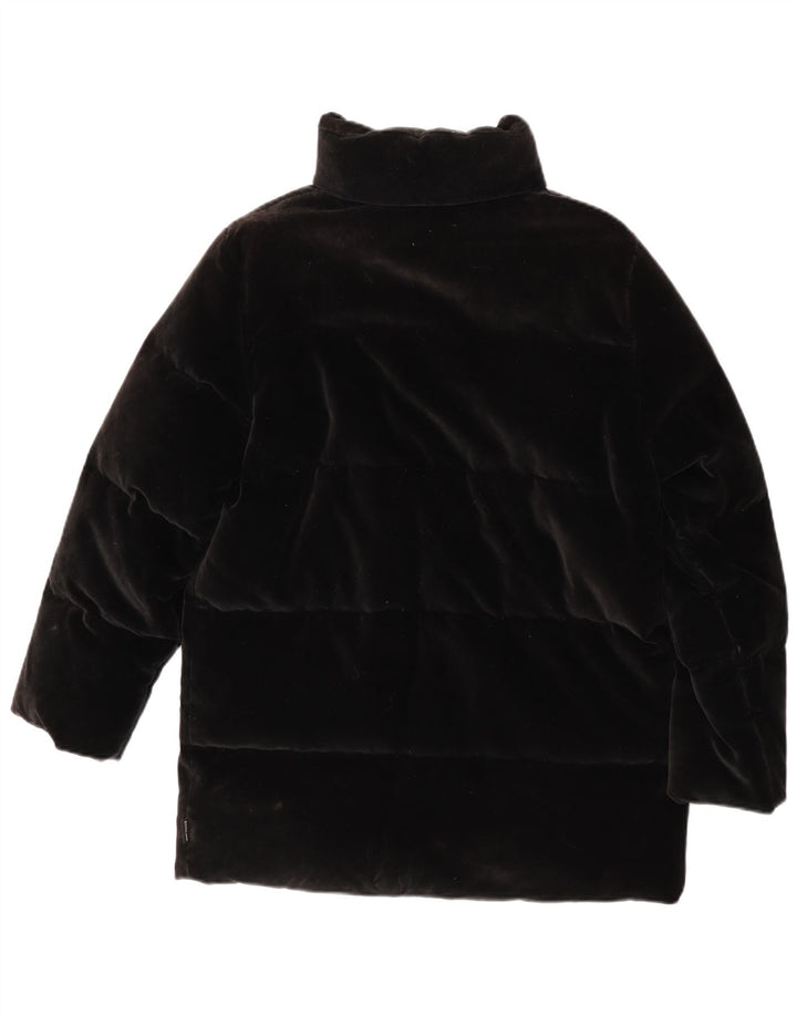 Moncler Dame Oversized Velvet Polstret Jakke Størrelse 0 XS Sort Bomuld