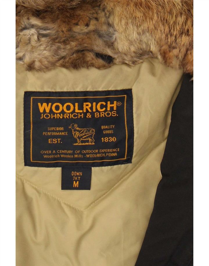 Woolrich Polstret hættejakke til kvinder UK 14 Medium Sort Bomuld