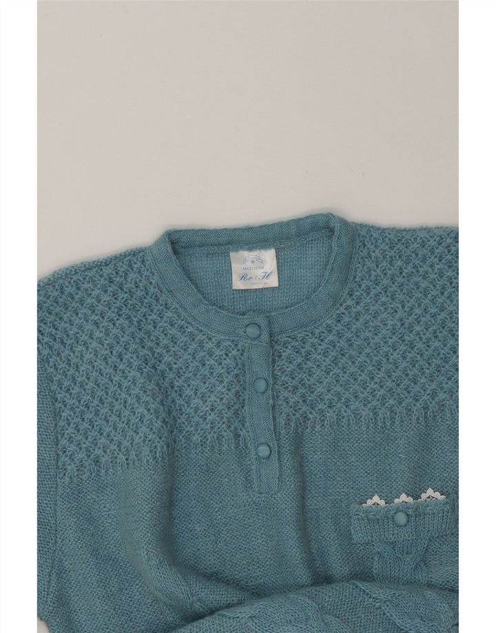 VINTAGE Womens Crew Neck Jumper Sweater IT 46 Large Blue Wool Vintage Vintage and Second-Hand Vintage from Messina Hembry 