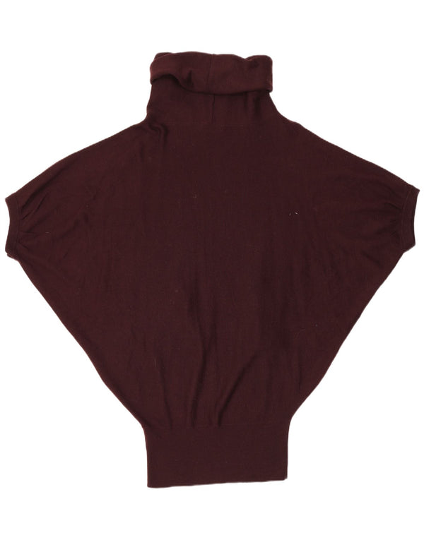 MINT FLØJEL Dame Batwing Roll Neck Jumper Sweater UK 14 Large Burgundy