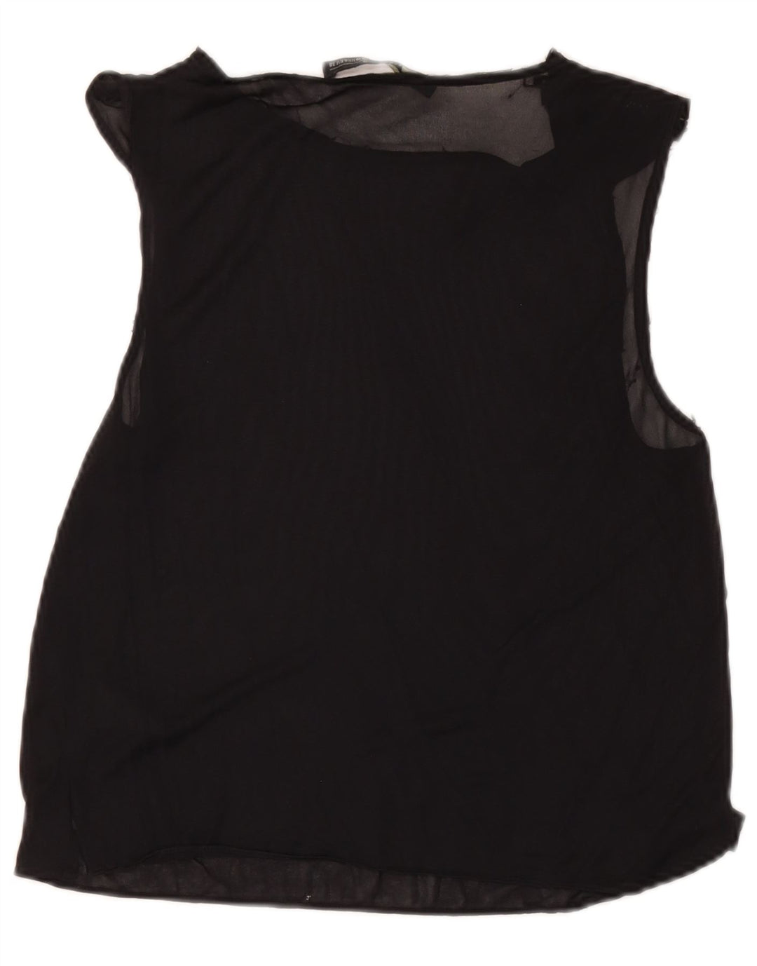 All Saints Dame ærmeløs bluse Top UK 10 Small Black Acetate