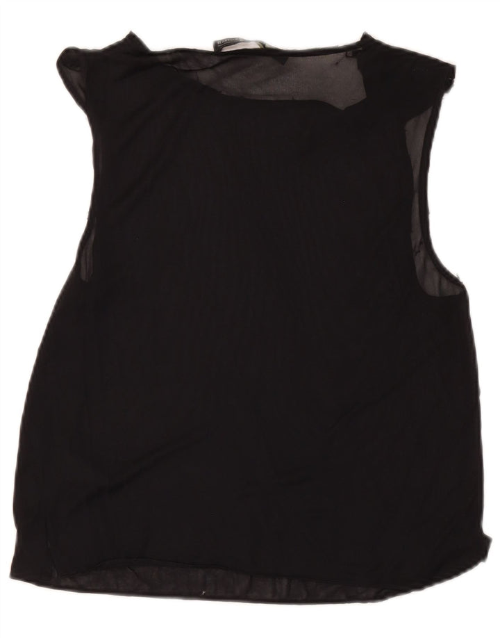 All Saints Dame ærmeløs bluse Top UK 10 Small Black Acetate