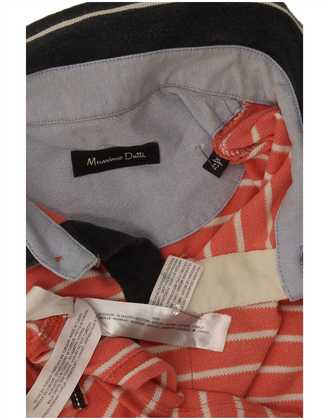 Massimo Dutti herre poloshirt XL orange stribet bomuld