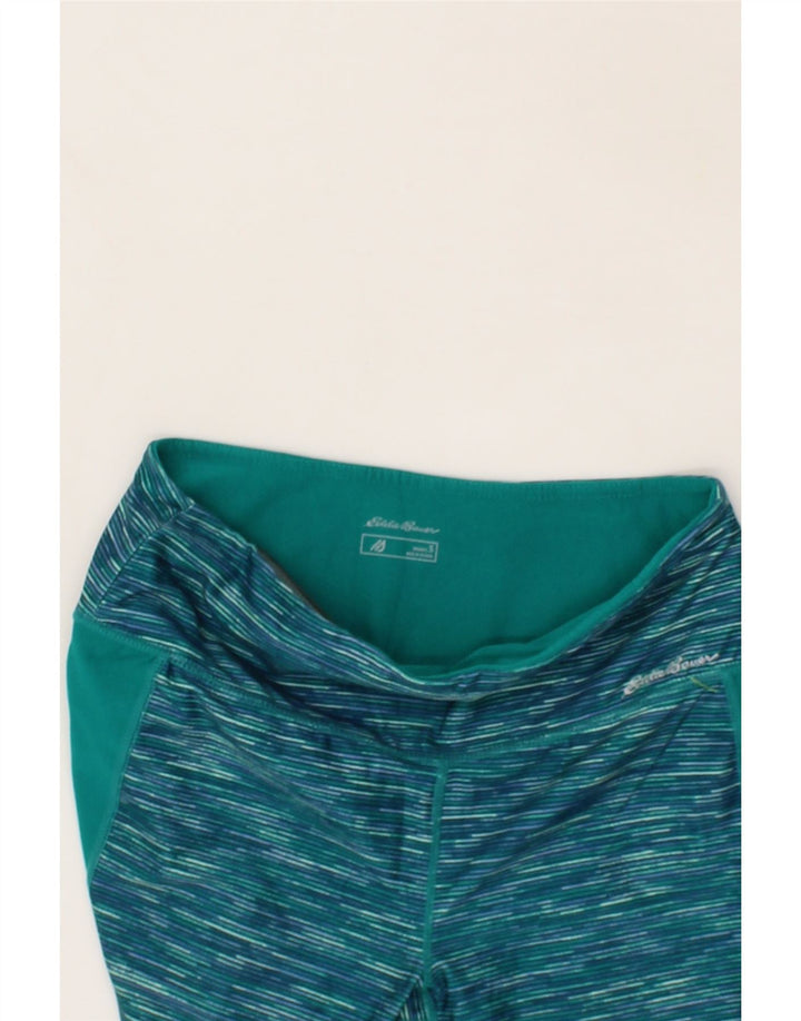 EDDIE BAUER Womens Capri Leggings UK 10 Small  Blue Pinstripe Polyester Vintage Eddie Bauer and Second-Hand Eddie Bauer from Messina Hembry 