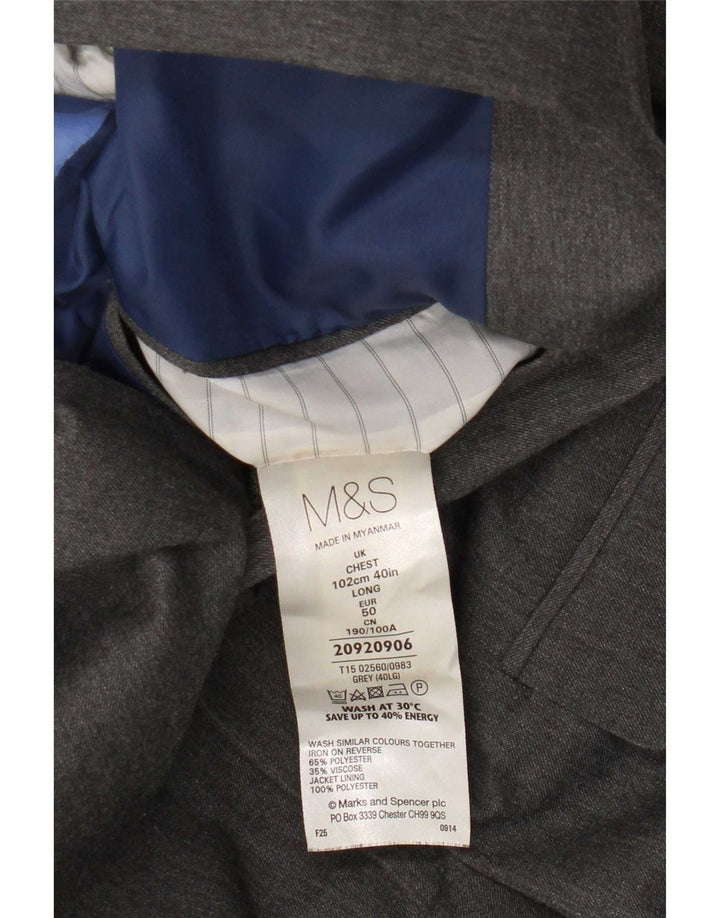 Marks & Spencer Herre lang 2-knaps blazerjakke UK 40 Medium Grey