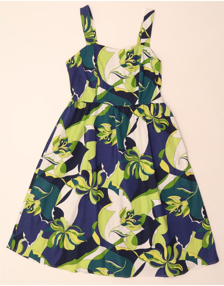 VINTAGE Solkjole til kvinder IT 48 XL Flerfarvet blomsterbomuld