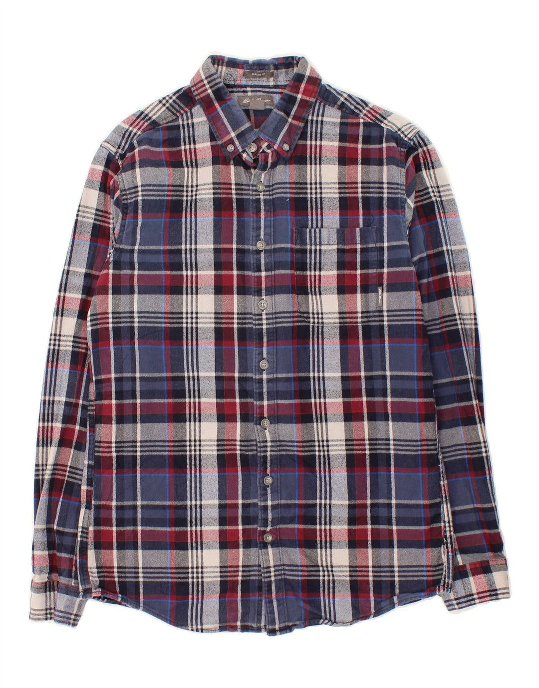 EDDIE BAUER Mens Classic Fit Flannel Shirt Medium Navy Blue Check Cotton Vintage Eddie Bauer and Second-Hand Eddie Bauer from Messina Hembry 