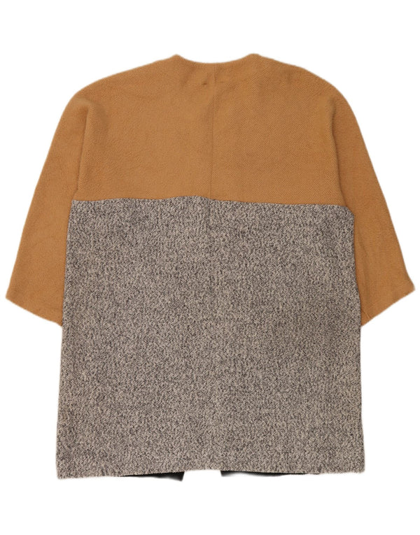 Zara Womens Oversized Open Overcoat UK 14 Medium Flerfarvet Colourblock
