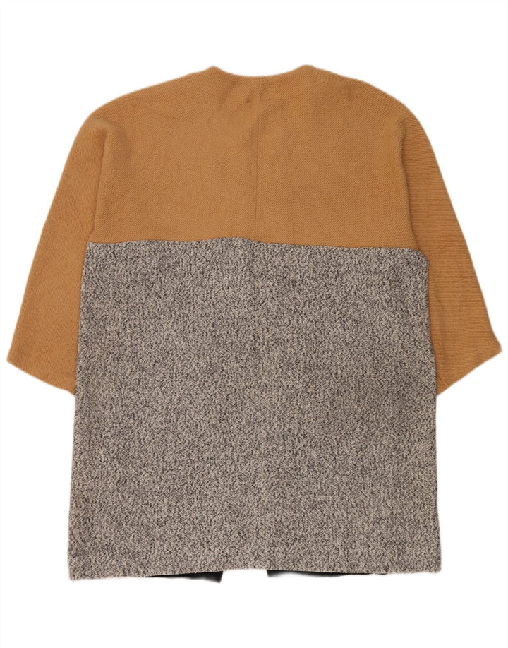Zara Womens Oversized Open Overcoat UK 14 Medium Flerfarvet Colourblock