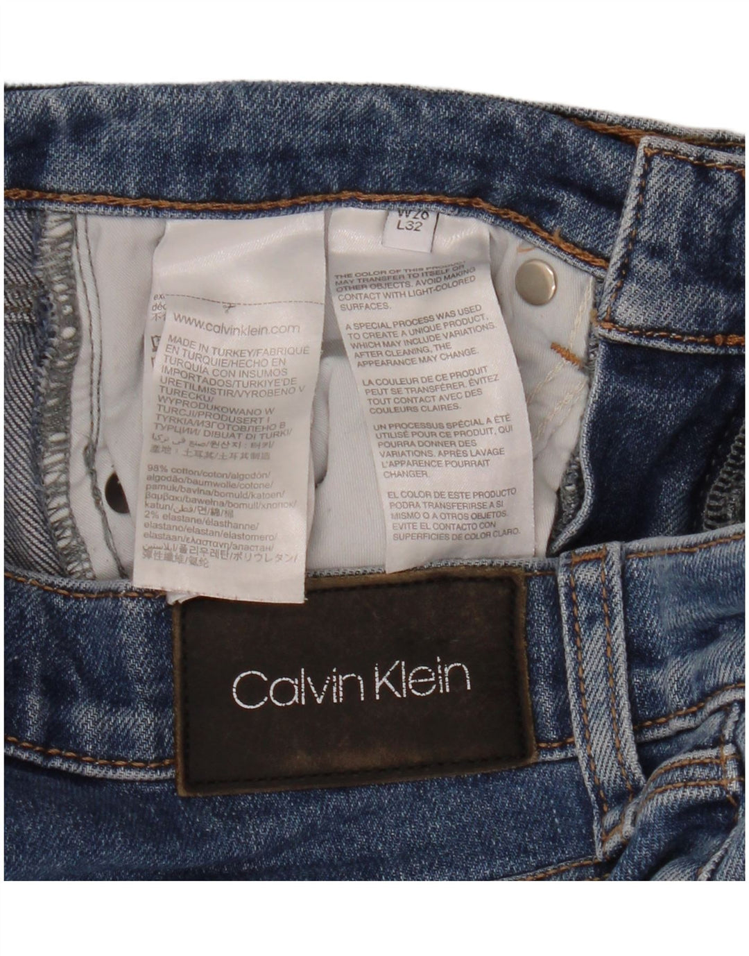 Calvin Klein Dame Straight Jeans W26 L26 Blå Bomuld