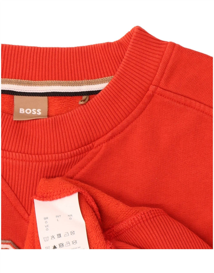 Hugo Boss Herre Grafisk Sweatshirt Jumper Stor Rød Bomuld
