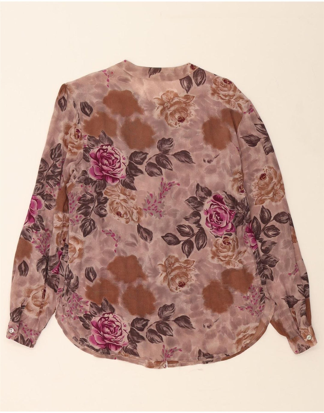 MONNALISA Womens Shirt Blouse IT 42 Medium Brown Floral Acetate Vintage Monnalisa and Second-Hand Monnalisa from Messina Hembry 