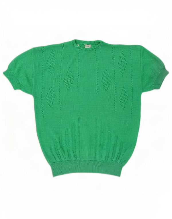 Capriccio Dame Crew Neck Jumper Sweater UK 14 Medium Green Argyle/Diamond