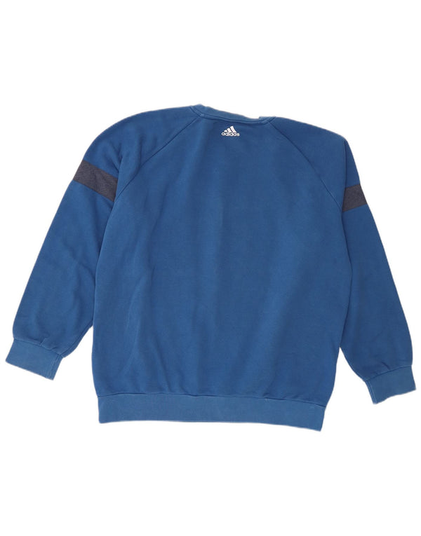 Adidas Drenge Grafisk Sweatshirt Jumper 15-16 år Blå Colourblock Bomuld
