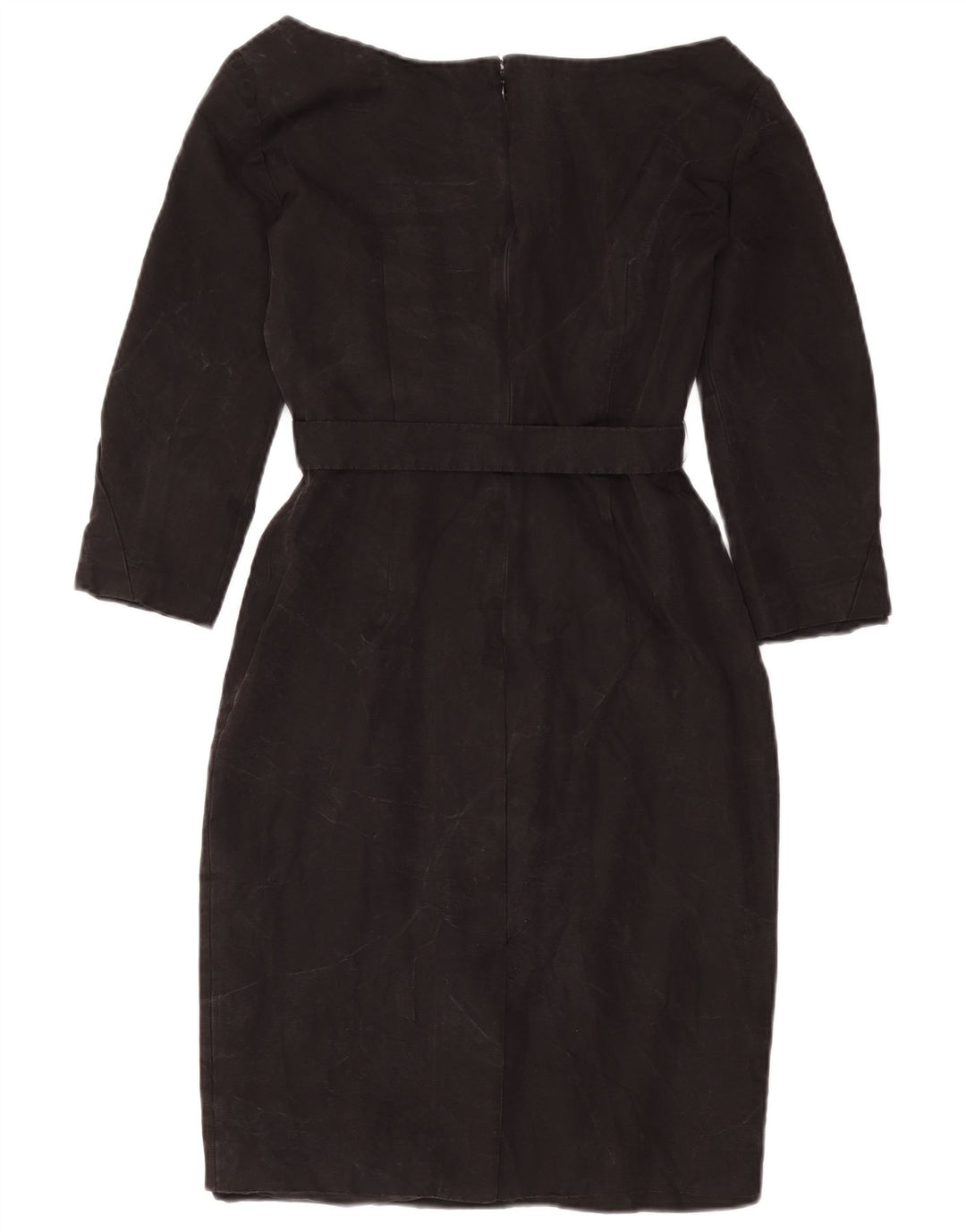 Prada Dame 3/4 Ærmet Skede Kjole IT 40 Small Black Cupro