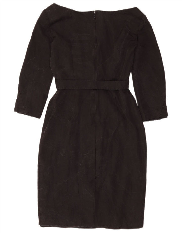 Prada Dame 3/4 Ærmet Skede Kjole IT 40 Small Black Cupro