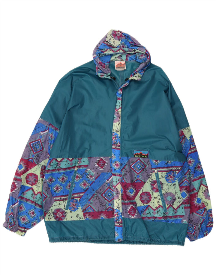 Capt. Cook Herre abstrakt hætte regnjakke UK 38 Medium Blue