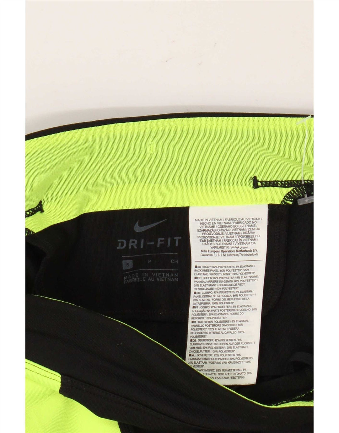Nike Dame Dri Fit Leggings UK 10 Small Black Colourblock Polyester